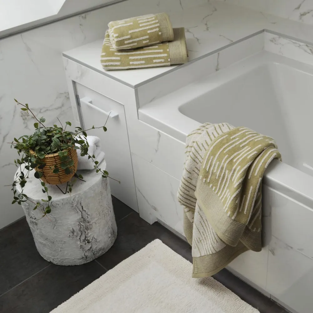 Pop Up Zero Twist Barcode Stripe Bath Towel 2 Pack - Green