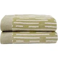Pop Up Zero Twist Barcode Stripe Bath Towel 2 Pack - Green