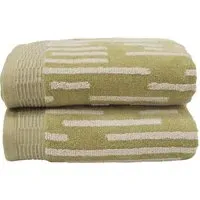 Pop Up Zero Twist Barcode Stripe Hand Towel 2 Pack - Green, Cotton
