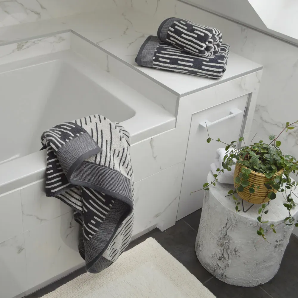 Pop Up Zero Twist Barcode Stripe Hand Towel 2 Pack - Grey