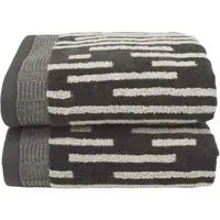 Pop Up Zero Twist Barcode Stripe Hand Towel 2 Pack - Grey