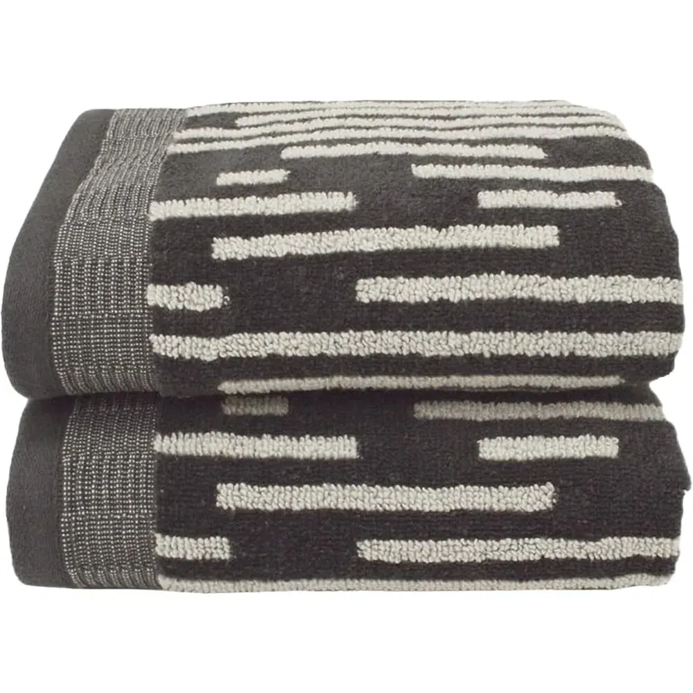Pop Up Zero Twist Barcode Stripe Hand Towel 2 Pack - Grey