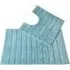 Ribbed Bath Mat and Pedestal Mat Set 2 Piece - Blue, Cotton