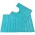 Ribbed Bath Mat and Pedestal Mat Set 2 Piece - Blue, Cotton