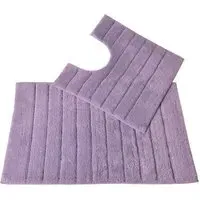 Ribbed Bath Mat and Pedestal Mat Set 2 Piece - Purple, Cotton