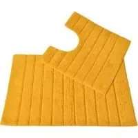Ribbed Bath Mat and Pedestal Mat Set 2 Piece - Yellow, Cotton