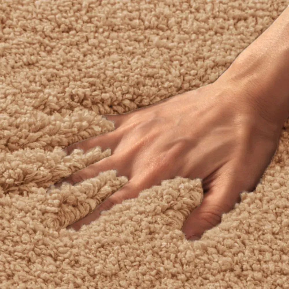 Shaggy Bath Mat - Beige, Microfibre