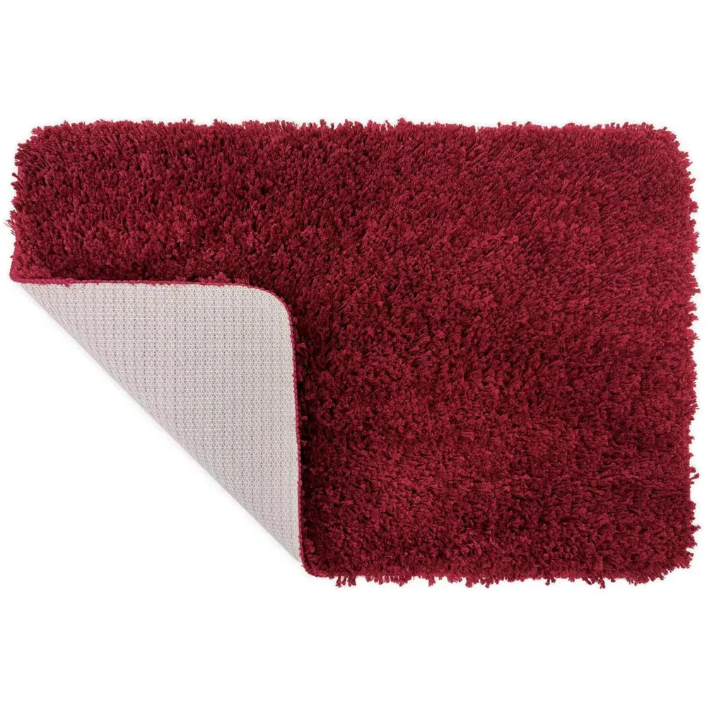 Shaggy Bath Mat - Burgundy, Microfibre