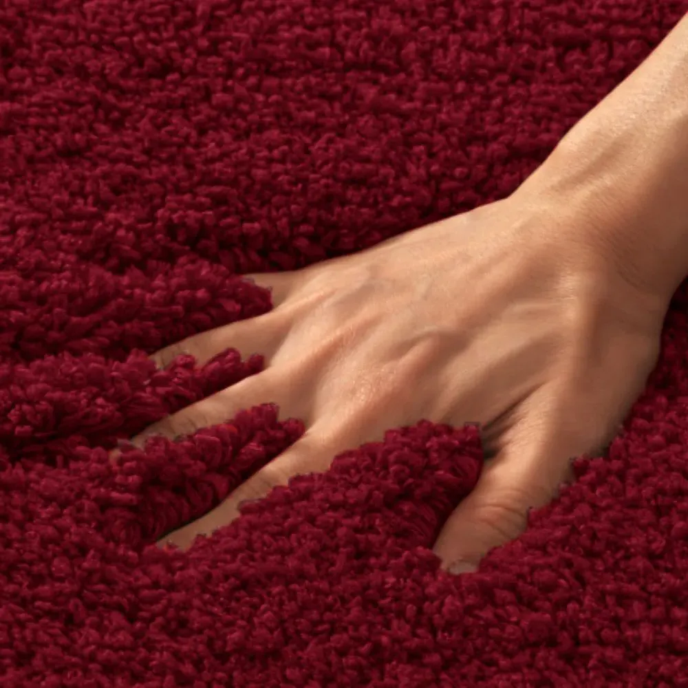 Shaggy Bath Mat - Burgundy, Microfibre
