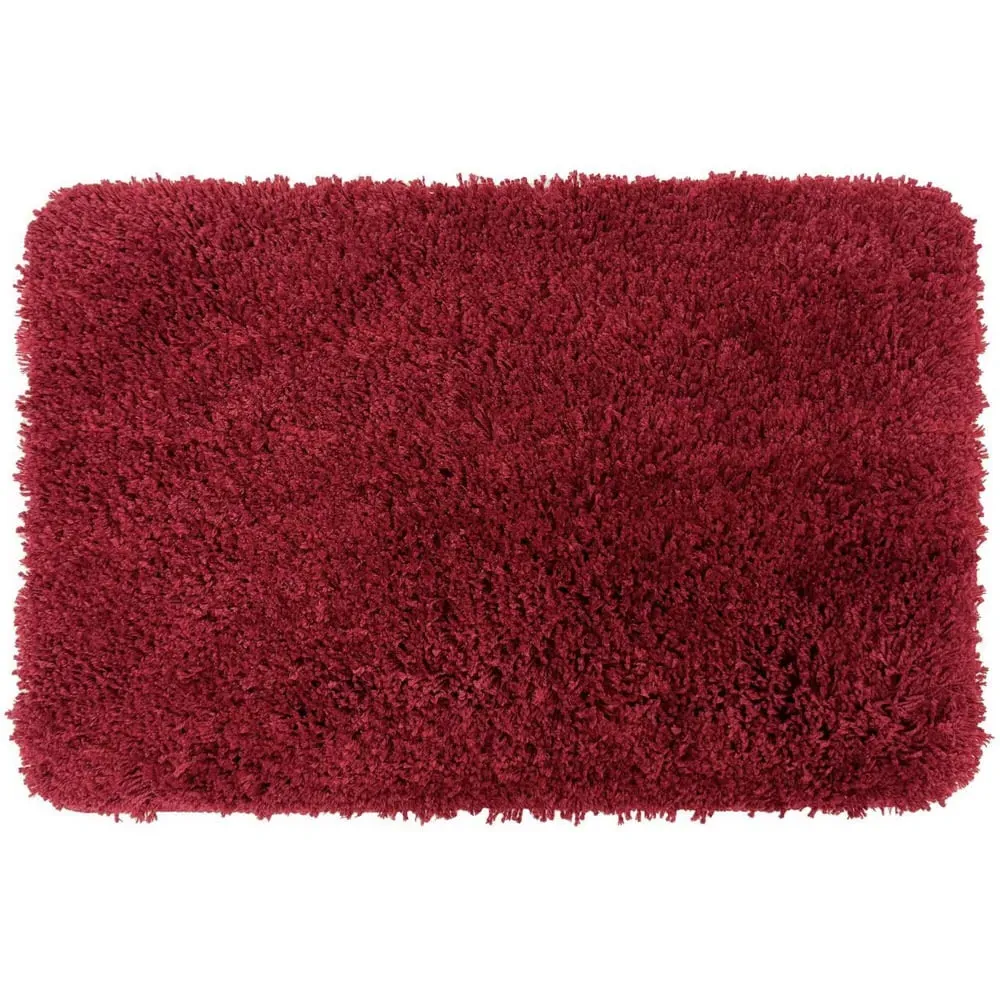 Shaggy Bath Mat - Burgundy, Microfibre