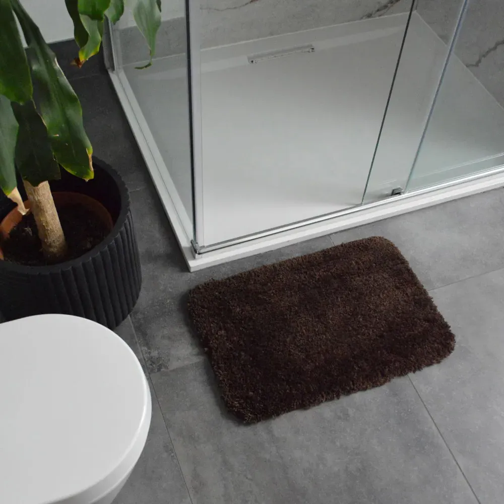 Shaggy Bath Mat - Coffee, Microfibre