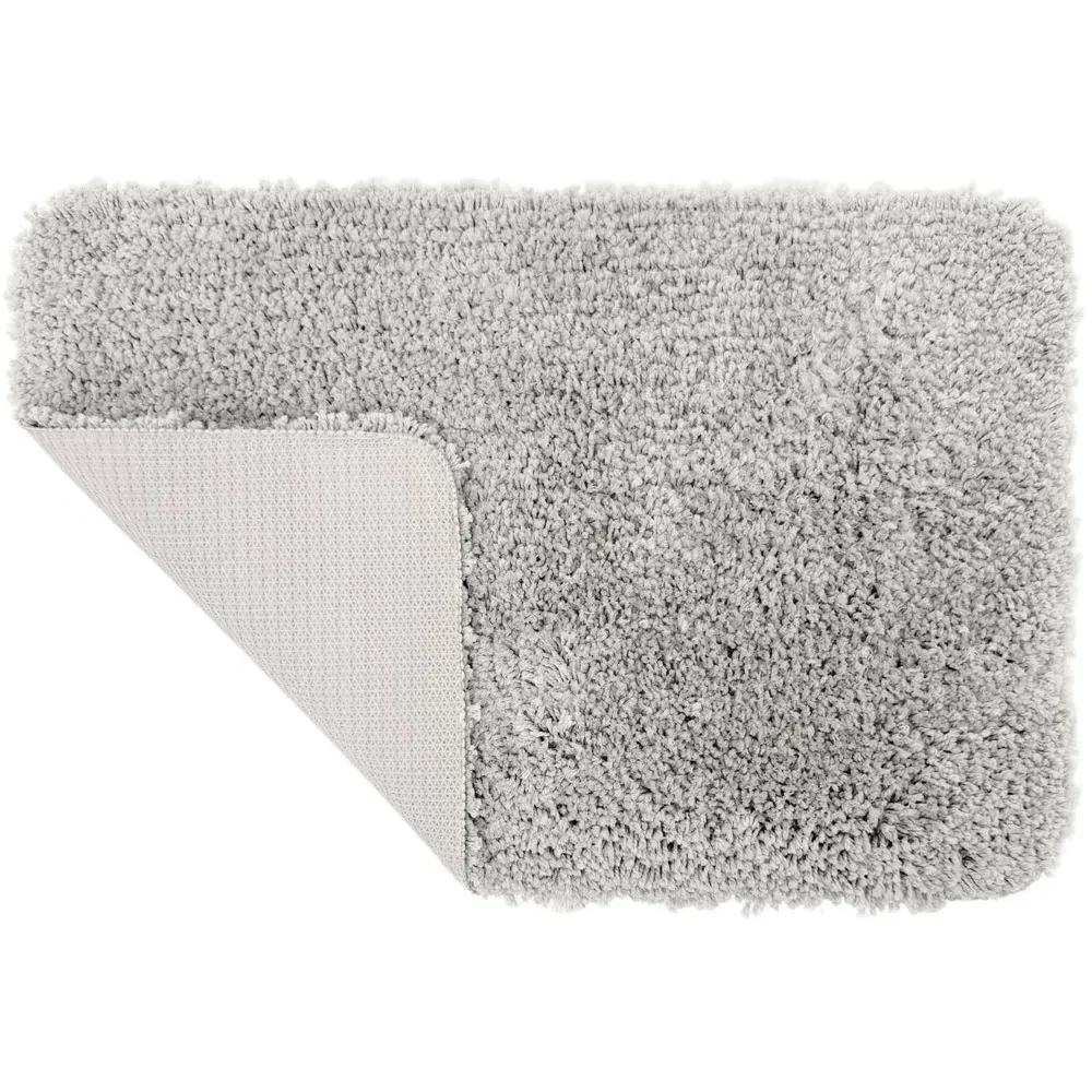 Shaggy Bath Mat - Grey, Microfibre