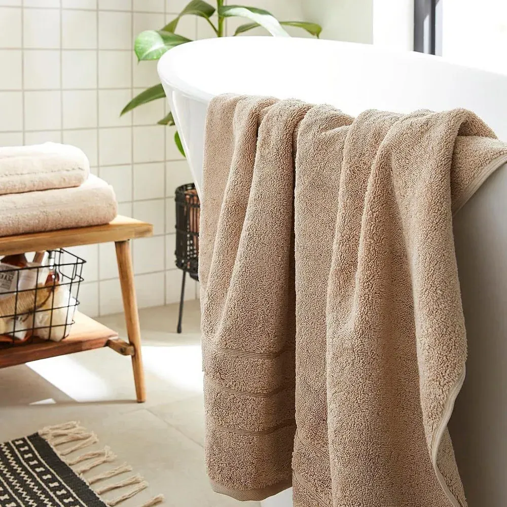 Stone Hotel Heavyweight Bath Sheet - Brown, Cotton