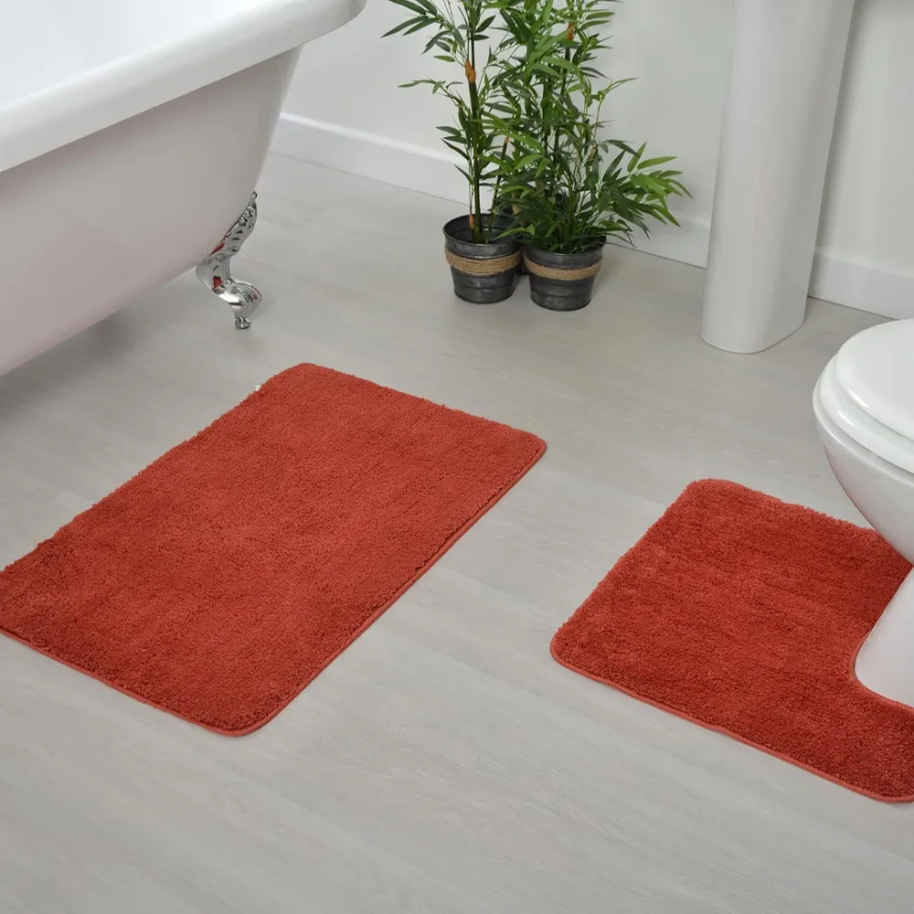 Terracotta Microfibre Non-Slip Bath Mat - Orange