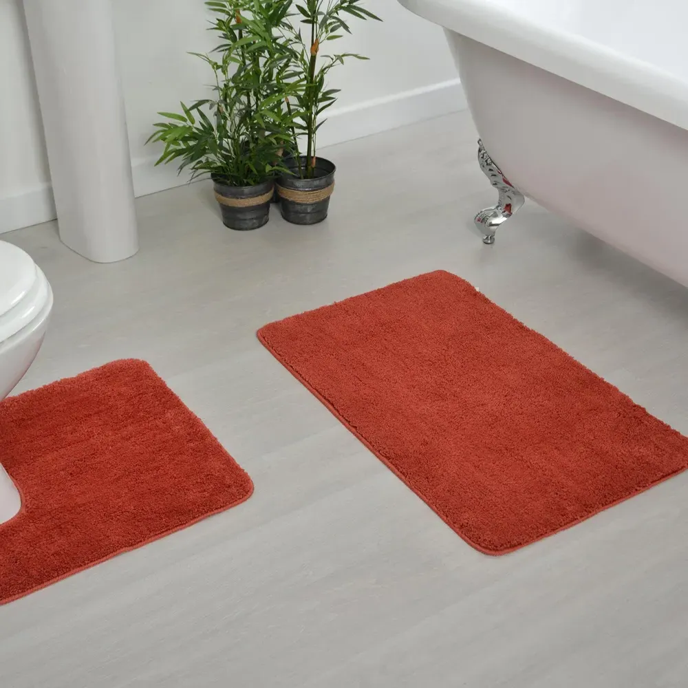 Terracotta Microfibre Non-Slip Pedestal Mat - Orange