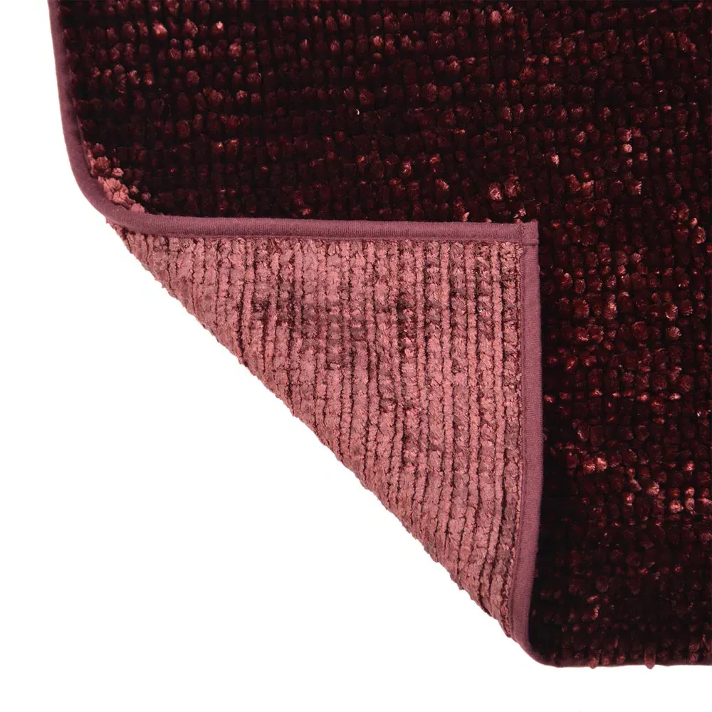 Velvet Chenille Bobble Non-Slip Bath Mat - Bordeaux