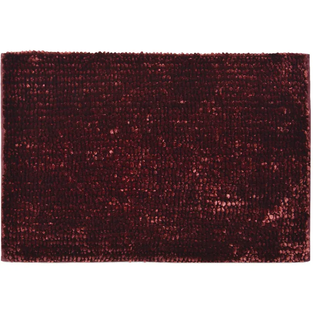 Velvet Chenille Bobble Non-Slip Bath Mat - Bordeaux
