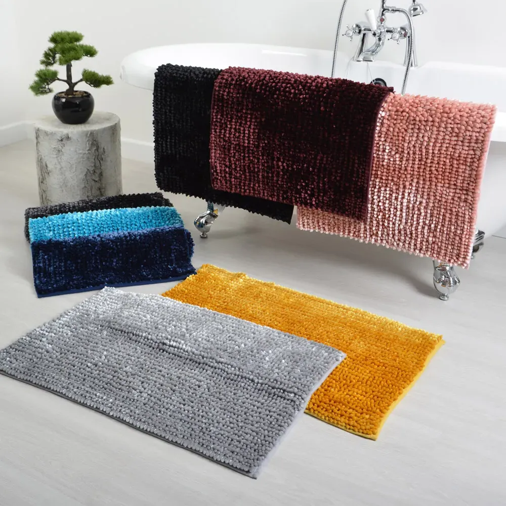 Velvet Chenille Bobble Non-Slip Bath Mat - Dove Grey