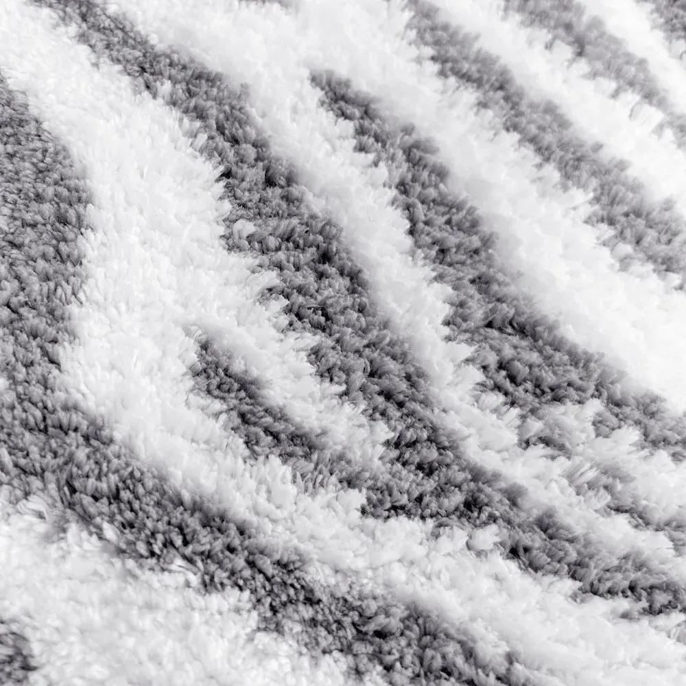 Zebra Print Non Slip Bath Mat - Grey