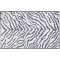 Zebra Print Non Slip Bath Mat - Grey
