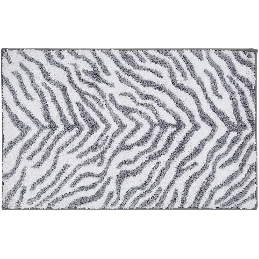 Zebra Print Non Slip Bath Mat - Grey image