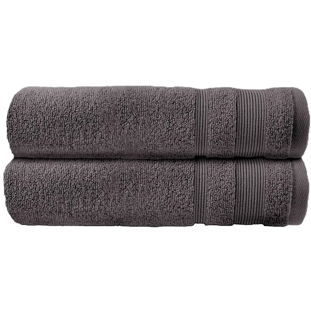 Zero Twist Egyptian Cotton Bath Towel 2 Pack - Grey