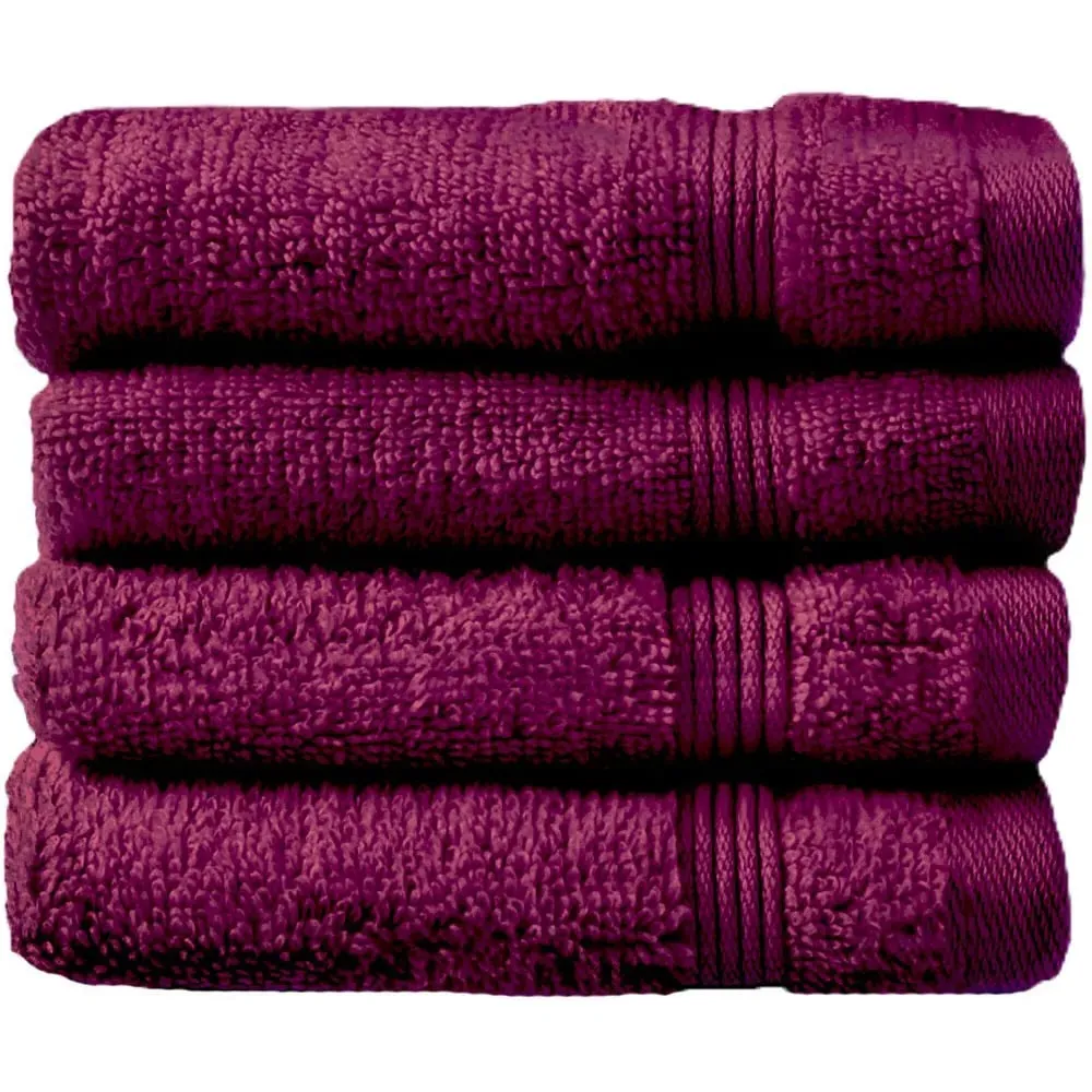 Zero Twist Egyptian Cotton Face Cloth 4 Pack - Beetroot image