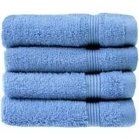 Zero Twist Egyptian Cotton Face Cloth 4 Pack - Blue