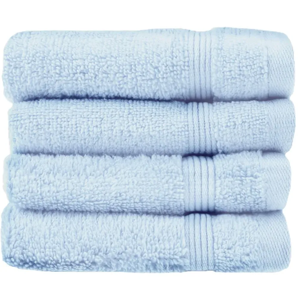 Zero Twist Egyptian Cotton Face Cloth 4 Pack - Blue