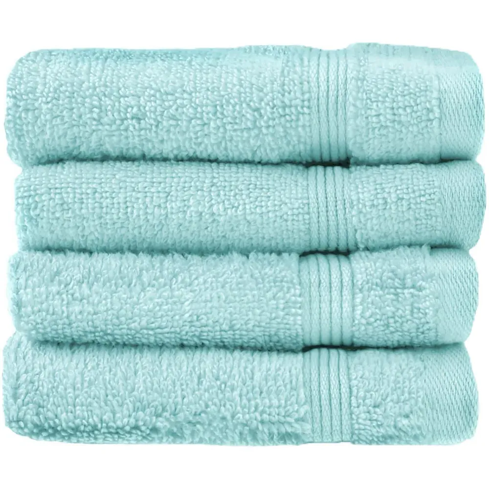 Zero Twist Egyptian Cotton Face Cloth 4 Pack - Blue