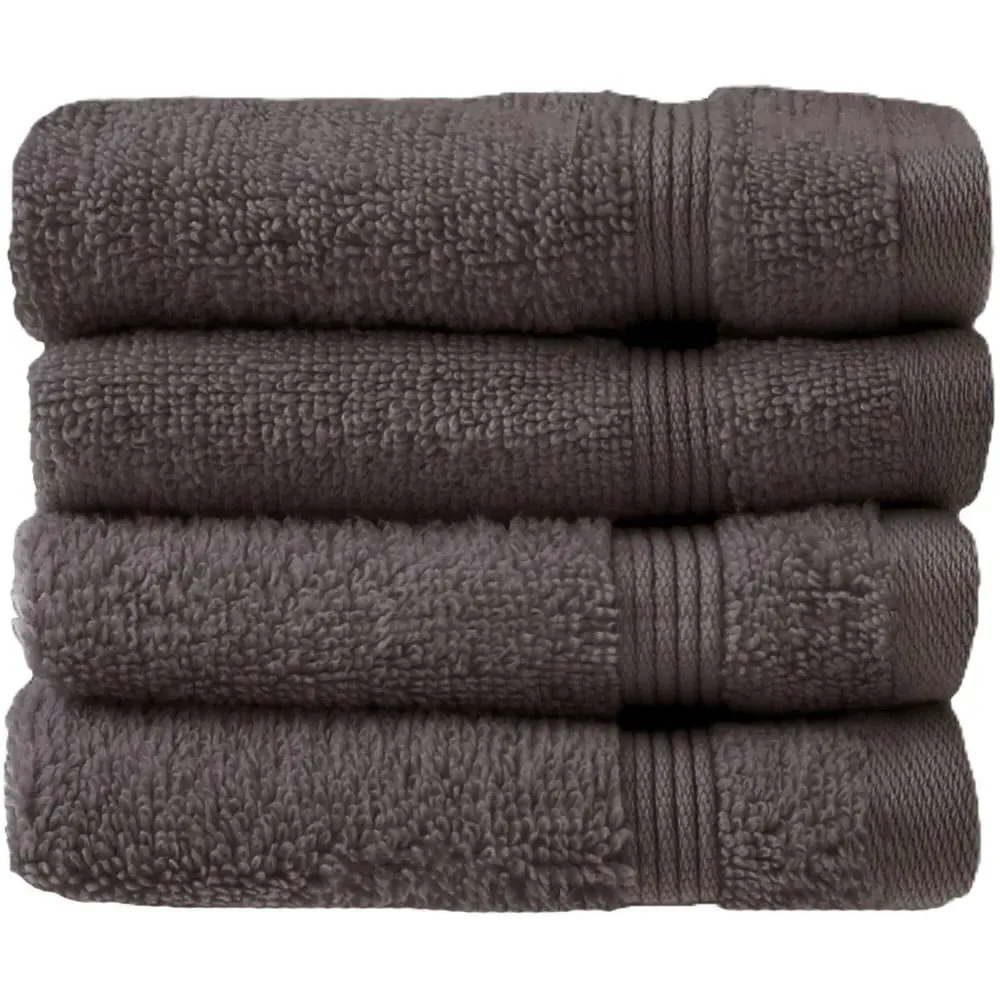 Zero Twist Egyptian Cotton Face Cloth 4 Pack - Charcoal Grey