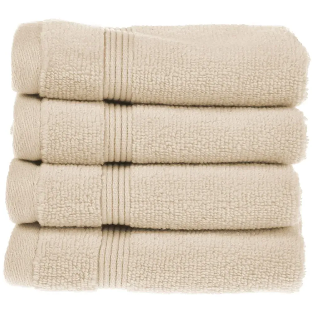 Zero Twist Egyptian Cotton Face Cloth 4 Pack - Cream