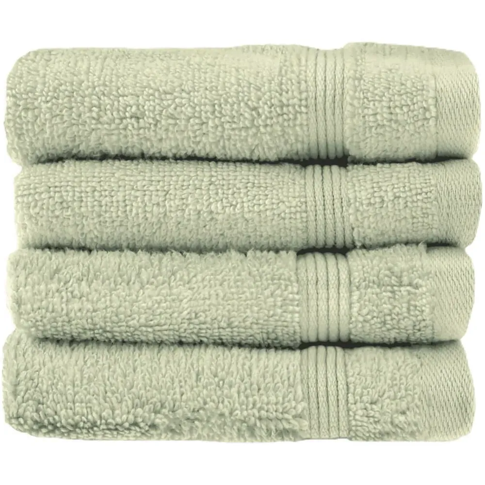 Zero Twist Egyptian Cotton Face Cloth 4 Pack - Green