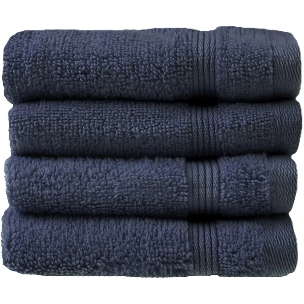Zero Twist Egyptian Cotton Face Cloth 4 Pack - Navy