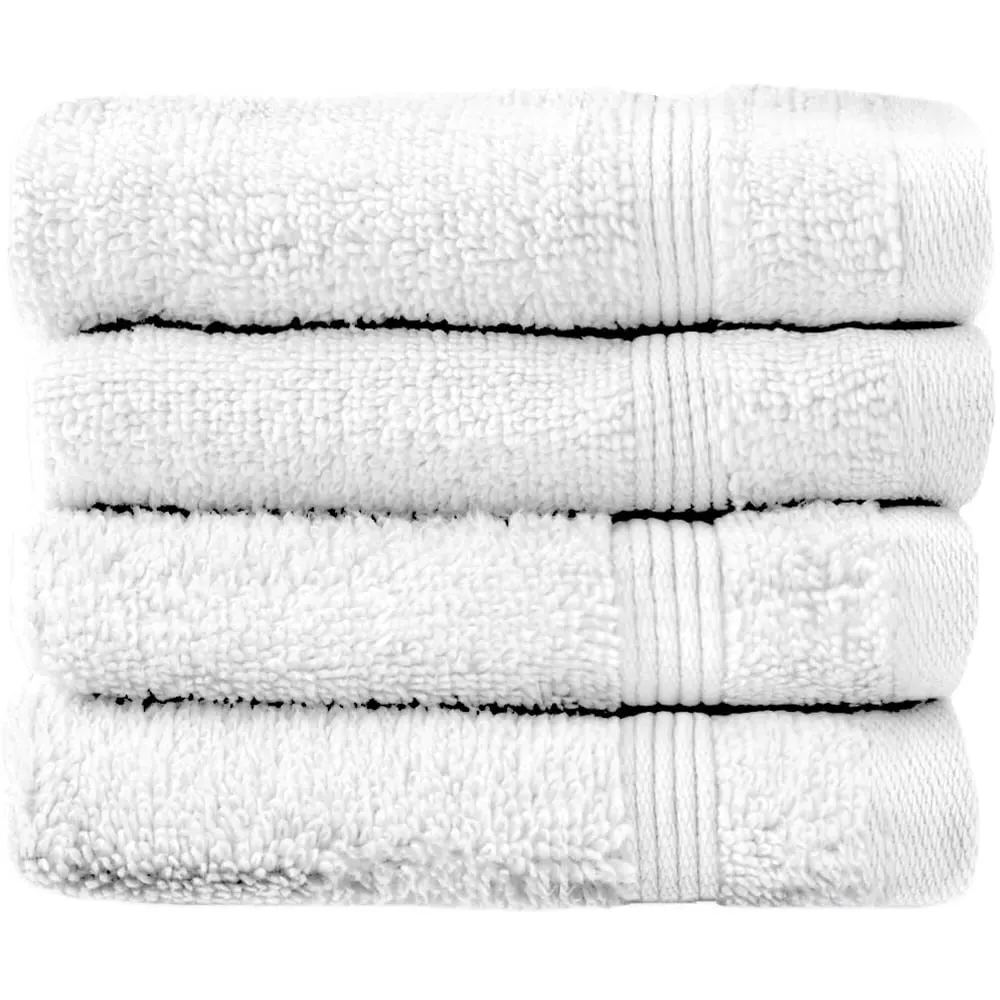 Zero Twist Egyptian Cotton Face Cloth 4 Pack - White