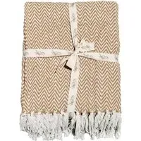 Audley Chevron Herringbone Throw - Beige, Cotton