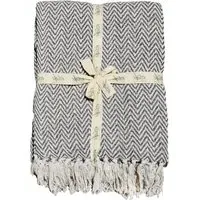 Audley Chevron Herringbone Throw - Charcoal, Cotton