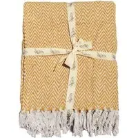 Audley Chevron Herringbone Throw - Mustard, Cotton