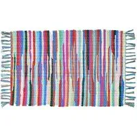 Chindi Recycled Rag Rug with Fringe Small - Multi