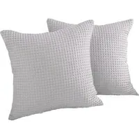 Hotel Waffle Cushion Cover 2 Pack - Dove Grey, Cotton