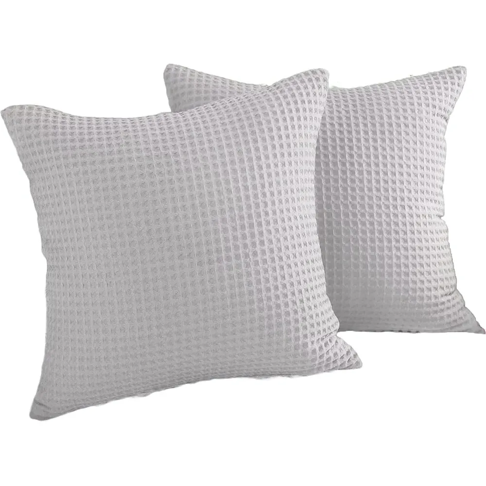 Hotel Waffle Cushion Cover 2 Pack - Dove Grey, Cotton image