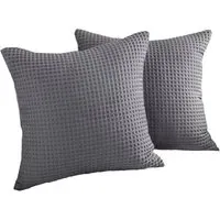 Hotel Waffle Cushion Cover 2 Pack - Graphite, Cotton