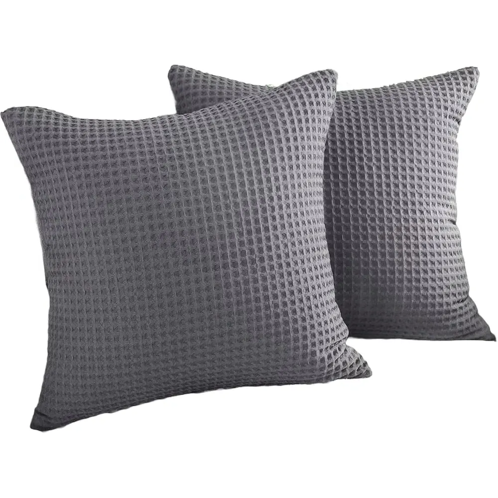 Hotel Waffle Cushion Cover 2 Pack - Graphite, Cotton