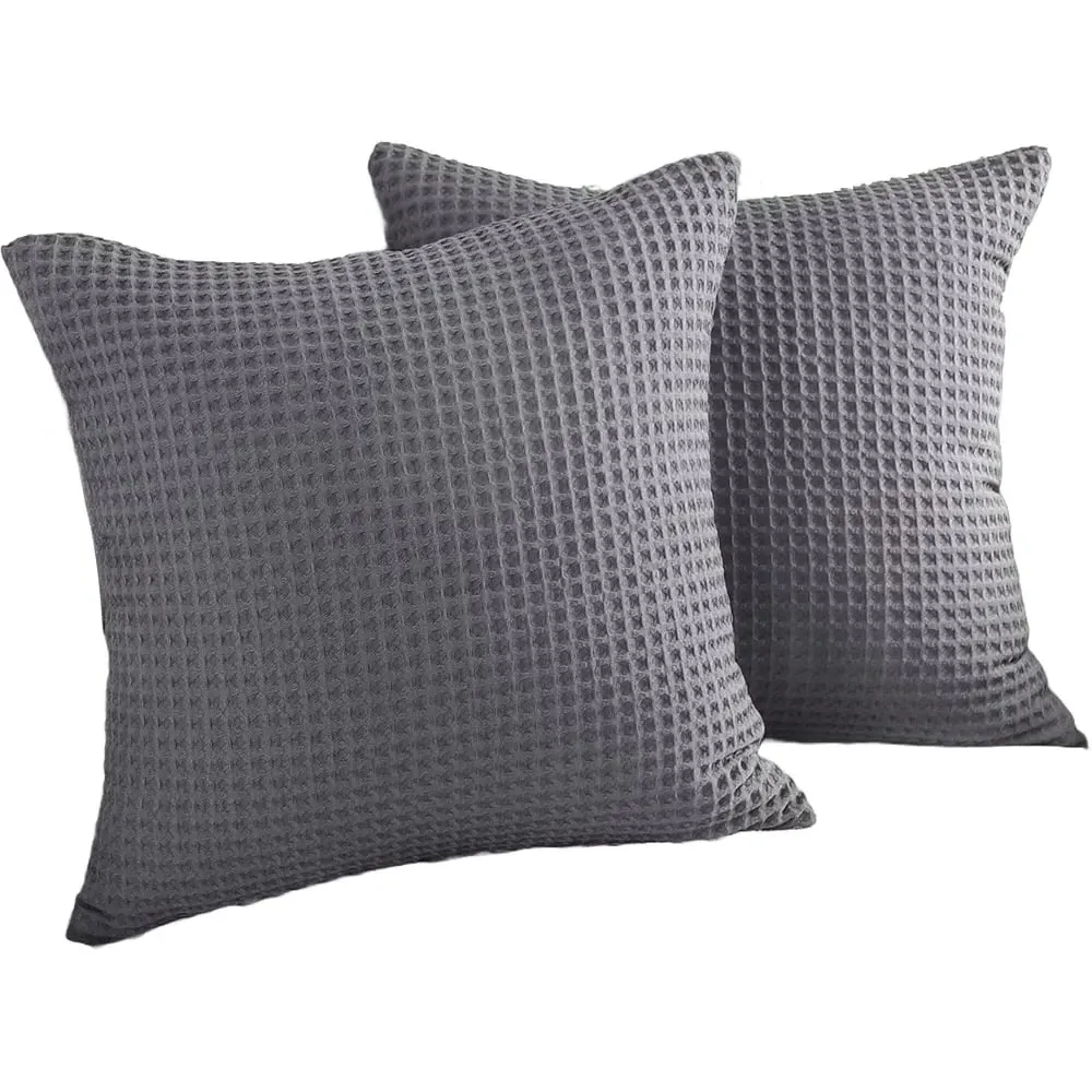 Hotel Waffle Cushion Cover 2 Pack - Graphite, Cotton