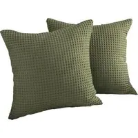 Hotel Waffle Cushion Cover 2 Pack - Khaki, Cotton
