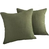 Hotel Waffle Cushion Cover 2 Pack - Khaki, Cotton