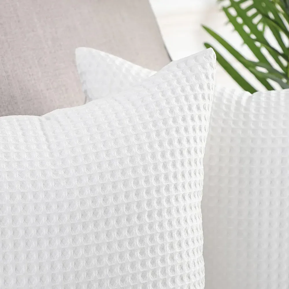 Hotel Waffle Cushion Cover 2 Pack - White, Cotton