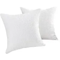 Hotel Waffle Cushion Cover 2 Pack - White, Cotton