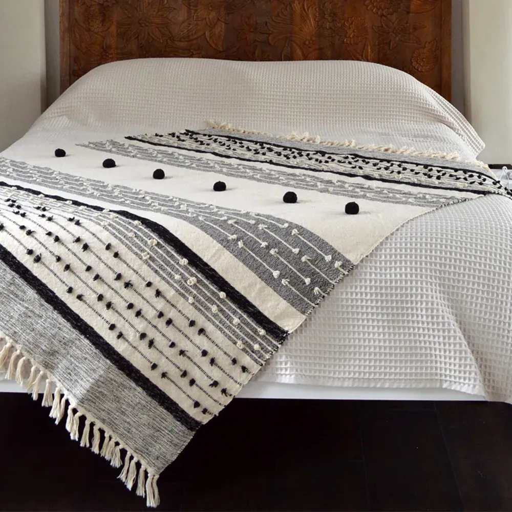 Nina Textured Bobble Throw - Cream