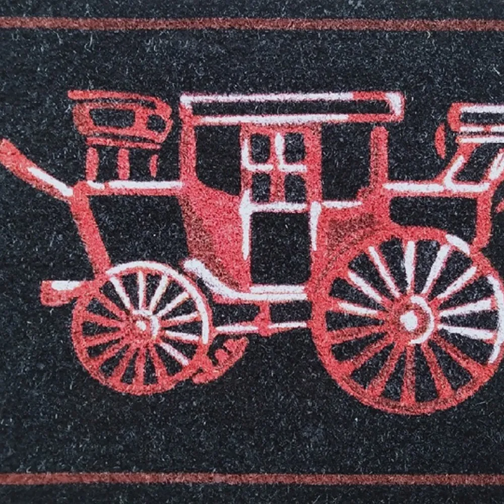 Garden Decor Carriage Coir Door Mat - Black
